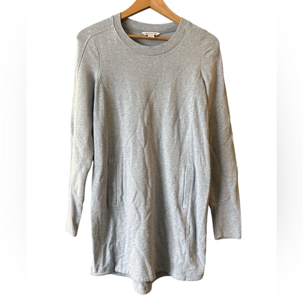 Athleta Gray Long Sleeve Crewneck Pull Over Tunic Sweater Dress Sz M
